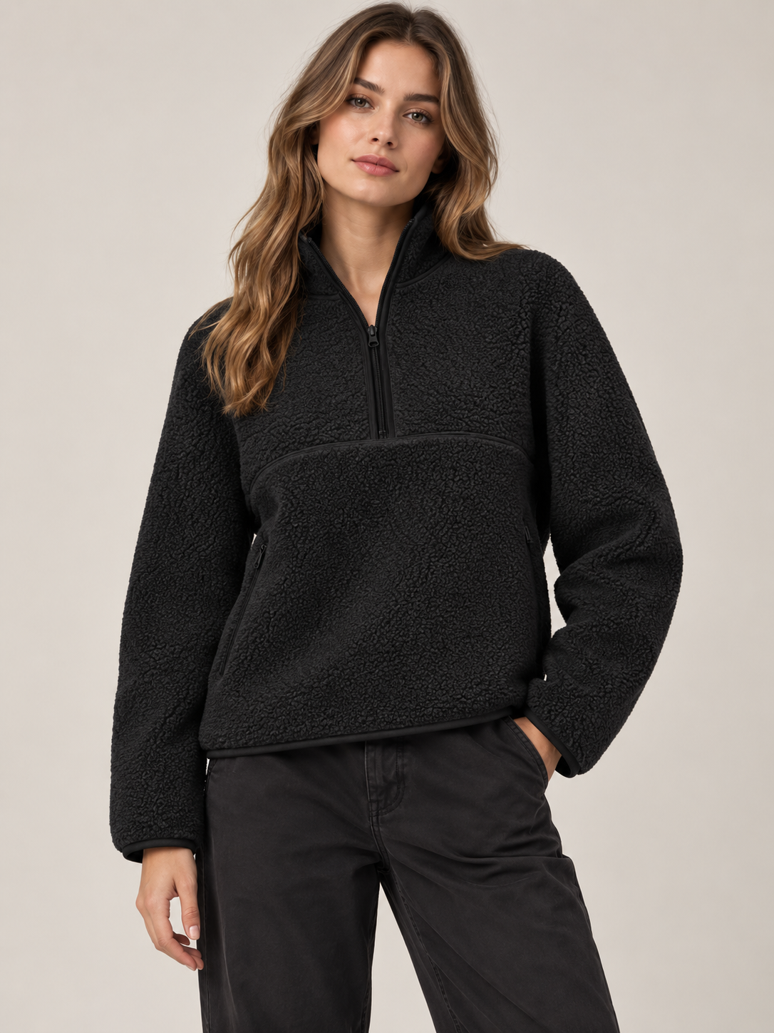 🍂 Cozy Style Deal – Women’s Half-Zip Fleece Pullover 🧥 Soft, Breathable Layer for School, Outdoors & Everyday Wear ✨