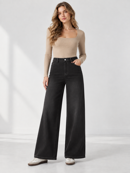 🎒 Back-to-School Deal – High-Waist Straight-Leg Stretch Jeans 👖 Sculpted Fit with Functional Pockets for Everyday Style ✨