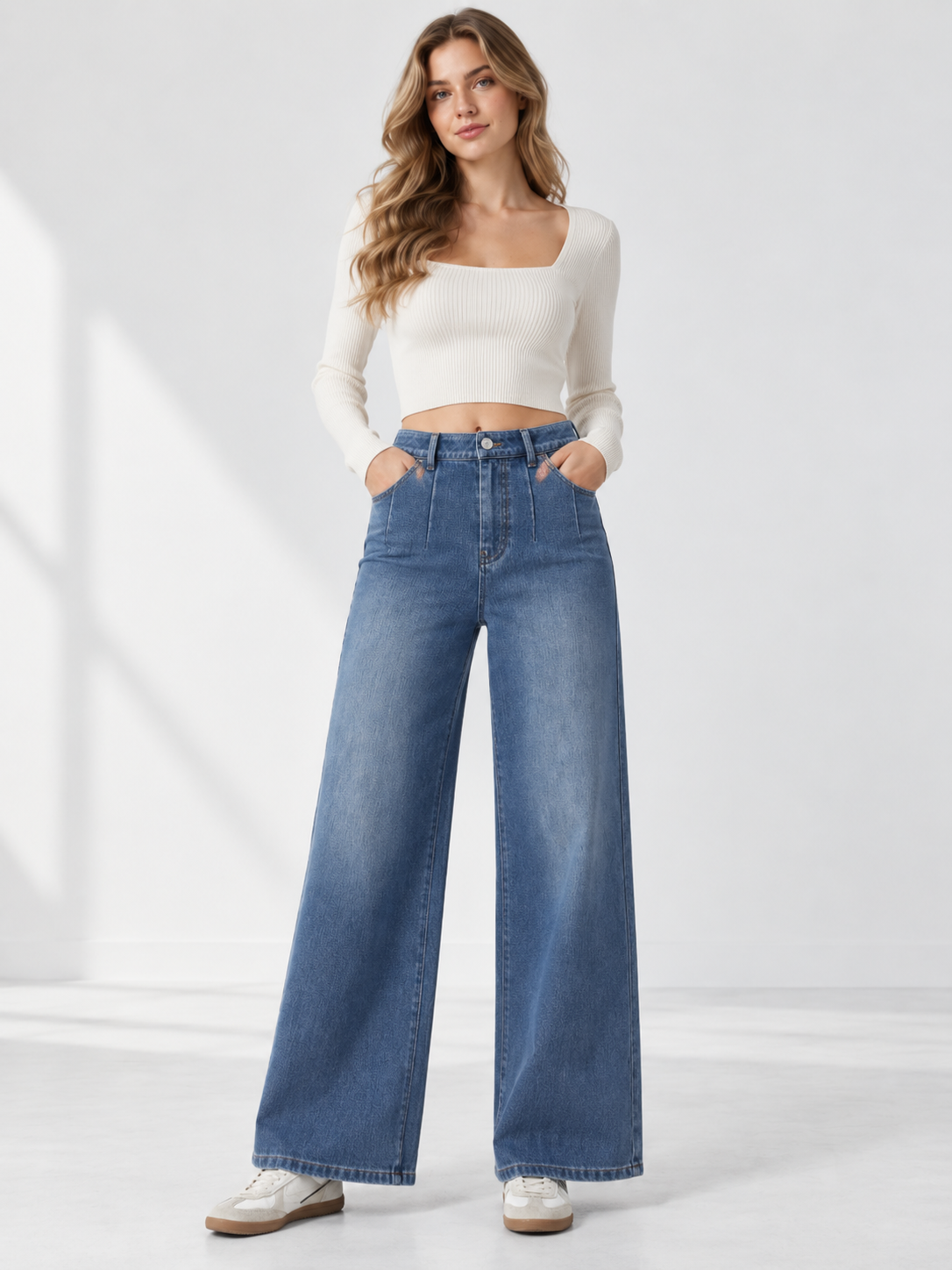 🎒 Back-to-School Deal – High-Waist Straight-Leg Stretch Jeans 👖 Sculpted Fit with Functional Pockets for Everyday Style ✨