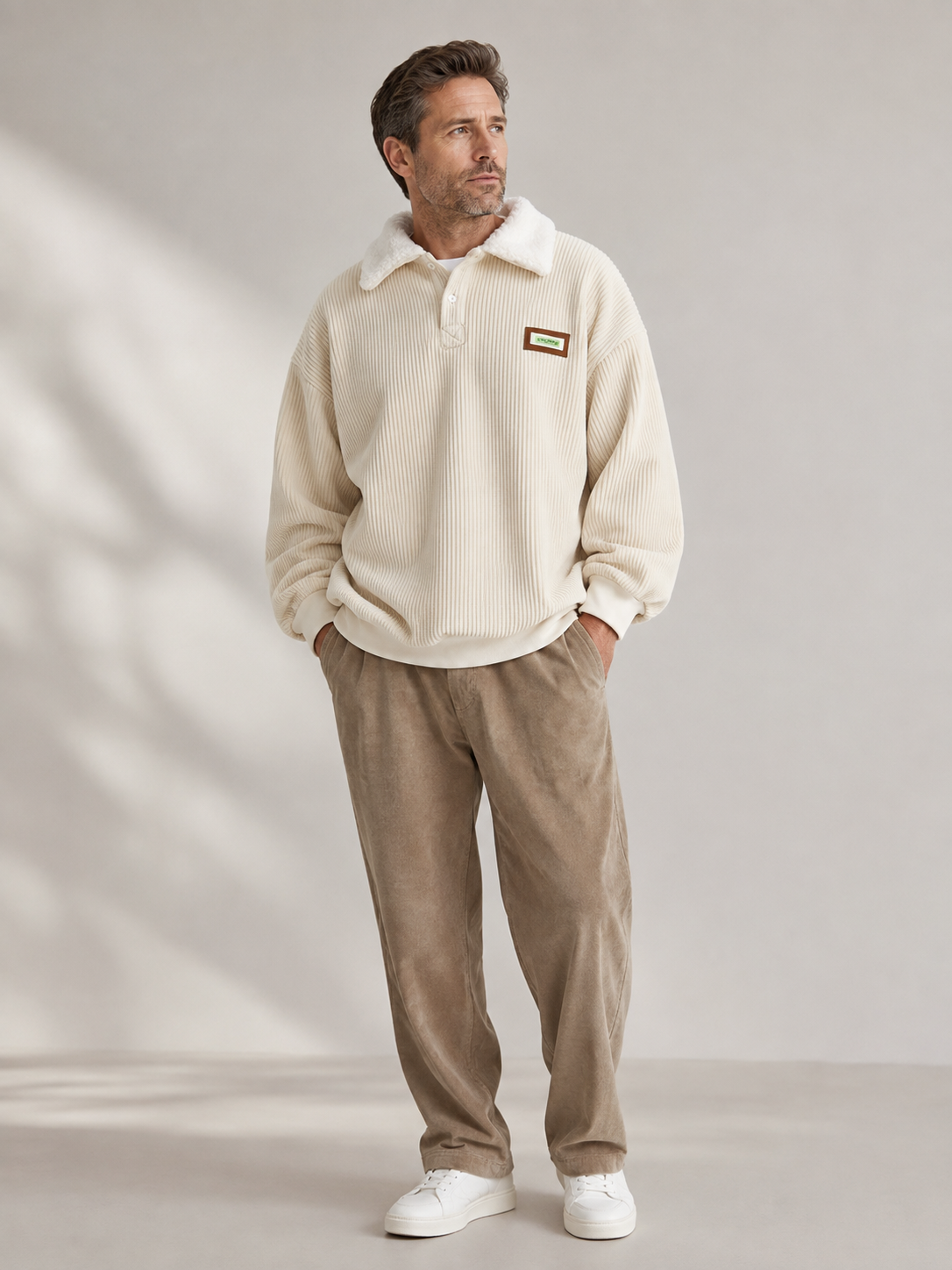 🍂 Autumn Winter Corduroy Sweater 🧥🤎 Cozy Fleece Lined Stylish Vintage Streetwear Long Sleeve Outfit