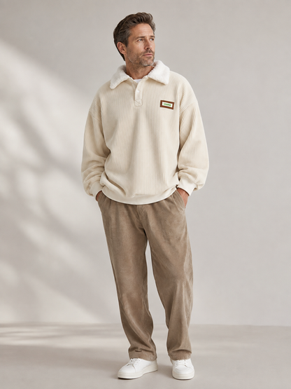 🍂 Autumn Winter Corduroy Sweater 🧥🤎 Cozy Fleece Lined Stylish Vintage Streetwear Long Sleeve Outfit