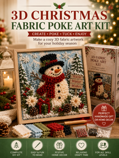 🎄 Christmas Poke Art Kit ⛄🎁 DIY Snowman Embroidery Craft Handmade Holiday Wall Decor for Beginners & Adults