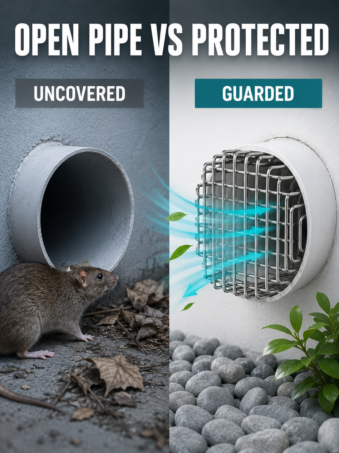 🛡️ Rodent Proof Drain Cover 🐀💧 Stainless Steel Rust Resistant Adjustable Mesh Strainer for Kitchen Bathroom & Outdoor Drains