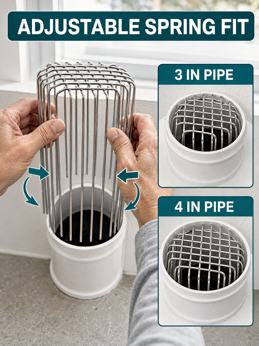 🛡️ Rodent Proof Drain Cover 🐀💧 Stainless Steel Rust Resistant Adjustable Mesh Strainer for Kitchen Bathroom & Outdoor Drains