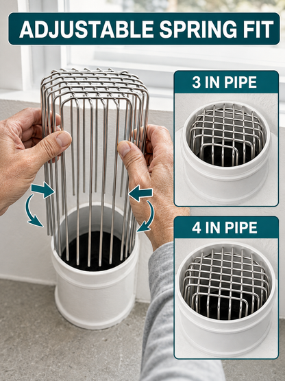 🛡️ Rodent Proof Drain Cover 🐀💧 Stainless Steel Rust Resistant Adjustable Mesh Strainer for Kitchen Bathroom & Outdoor Drains