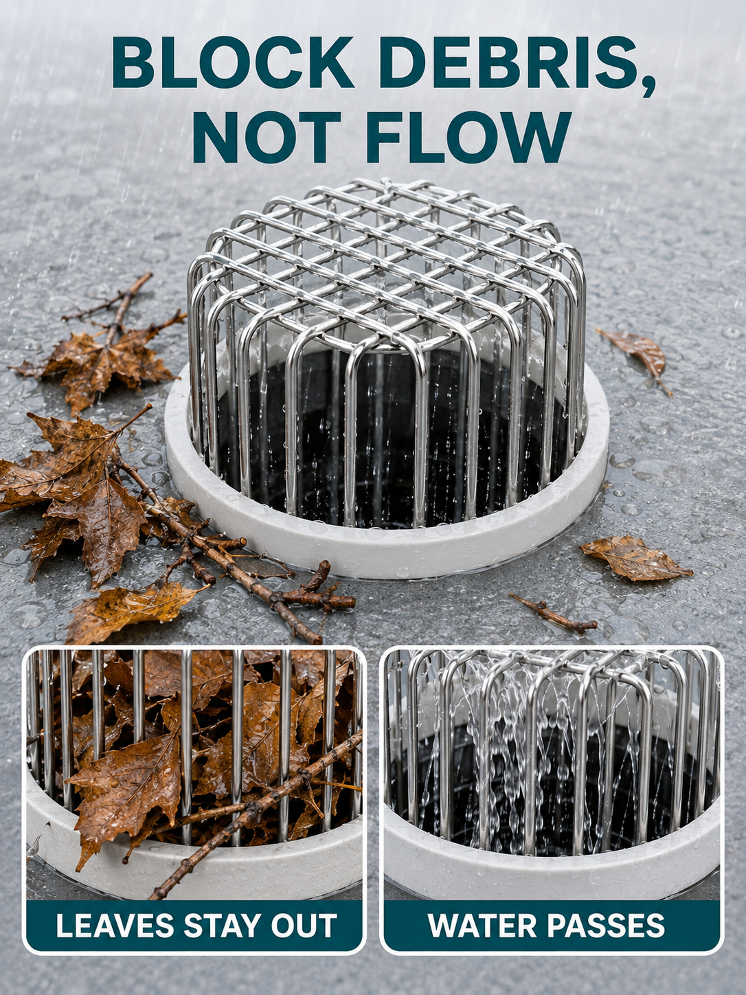 🛡️ Rodent Proof Drain Cover 🐀💧 Stainless Steel Rust Resistant Adjustable Mesh Strainer for Kitchen Bathroom & Outdoor Drains