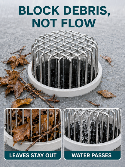 🛡️ Rodent Proof Drain Cover 🐀💧 Stainless Steel Rust Resistant Adjustable Mesh Strainer for Kitchen Bathroom & Outdoor Drains