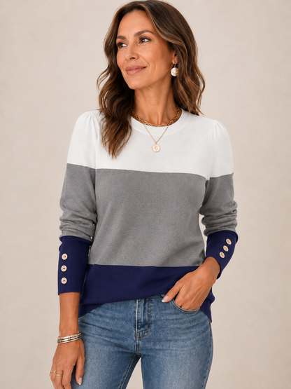 🍂👚 Trendy Women’s Sweater 💕 Soft Knit Long Sleeve Pullover Button Cuff Dressy Casual Top