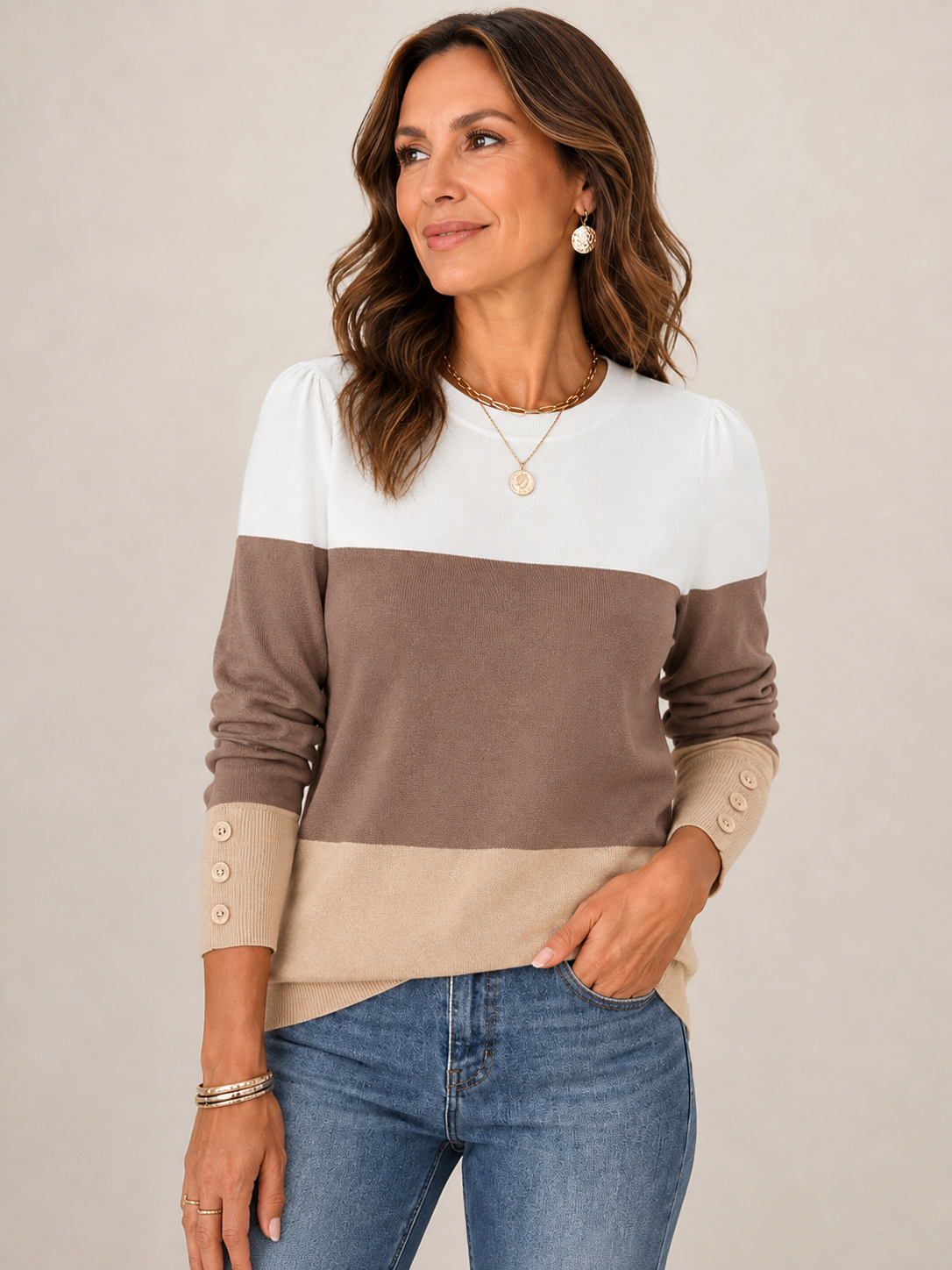 🍂👚 Trendy Women’s Sweater 💕 Soft Knit Long Sleeve Pullover Button Cuff Dressy Casual Top