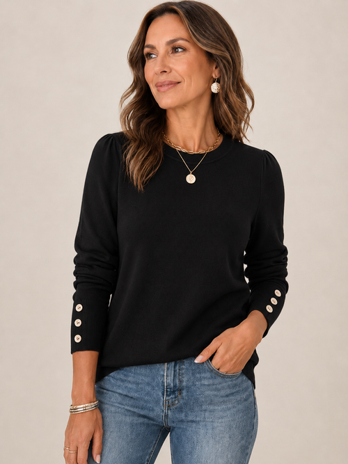 🍂👚 Trendy Women’s Sweater 💕 Soft Knit Long Sleeve Pullover Button Cuff Dressy Casual Top