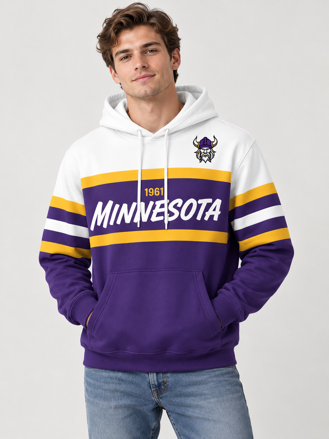 🏈 Game Day Deal – Retro Colorblock Fan Hoodie 🔥 Cozy Long-Sleeve Streetwear for Sports Days & Everyday Looks 👟