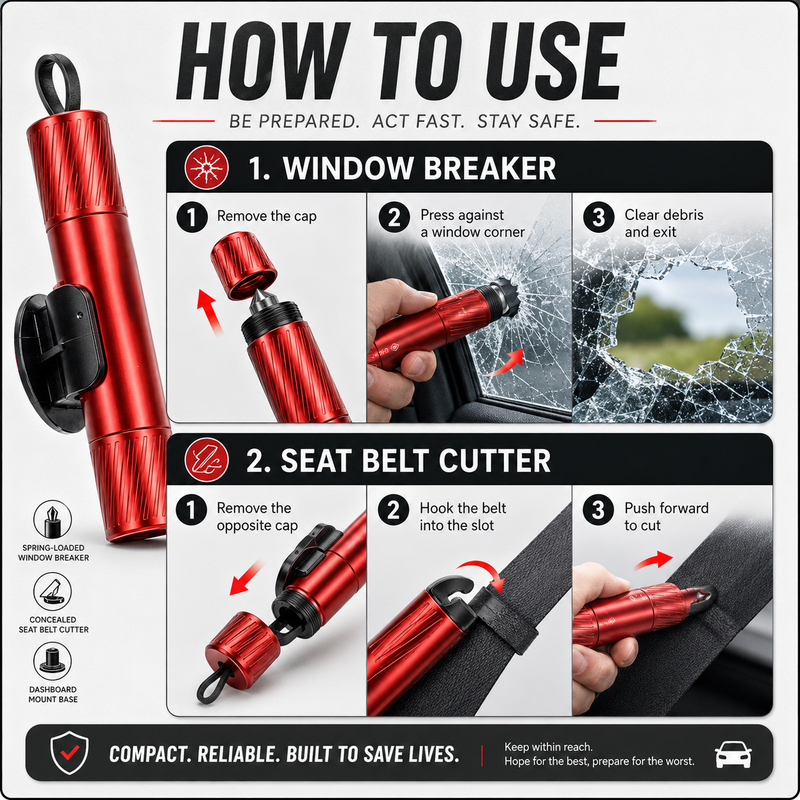 🚗 2-in-1 Car Emergency Escape Tool