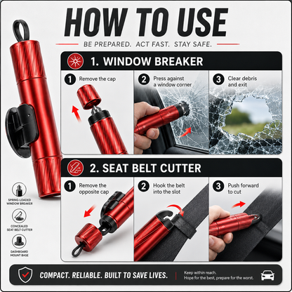 🚗 2-in-1 Car Emergency Escape Tool