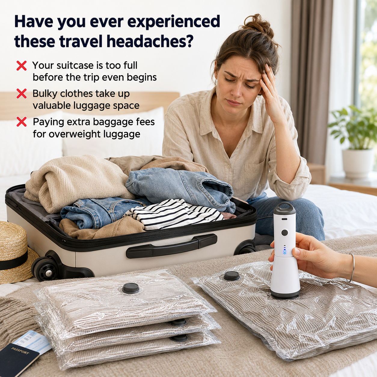 ✈️ Pack More, Travel Smarter | Cordless Vacuum Bag Set