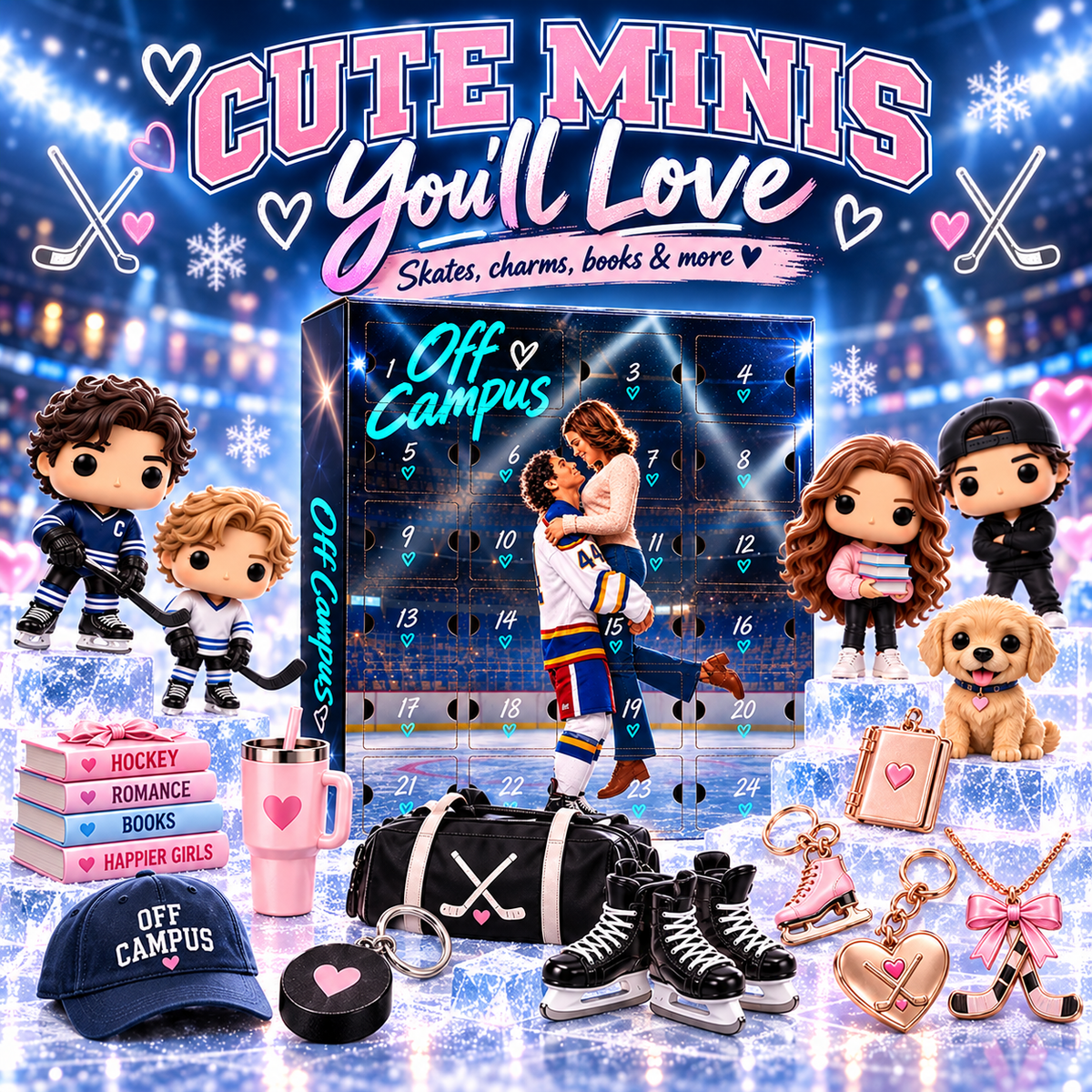 🏒 Off Campus 24-Day Collectible Surprise Calendar💗 – Hockey Romance Mini Figures & Gift Set🎁