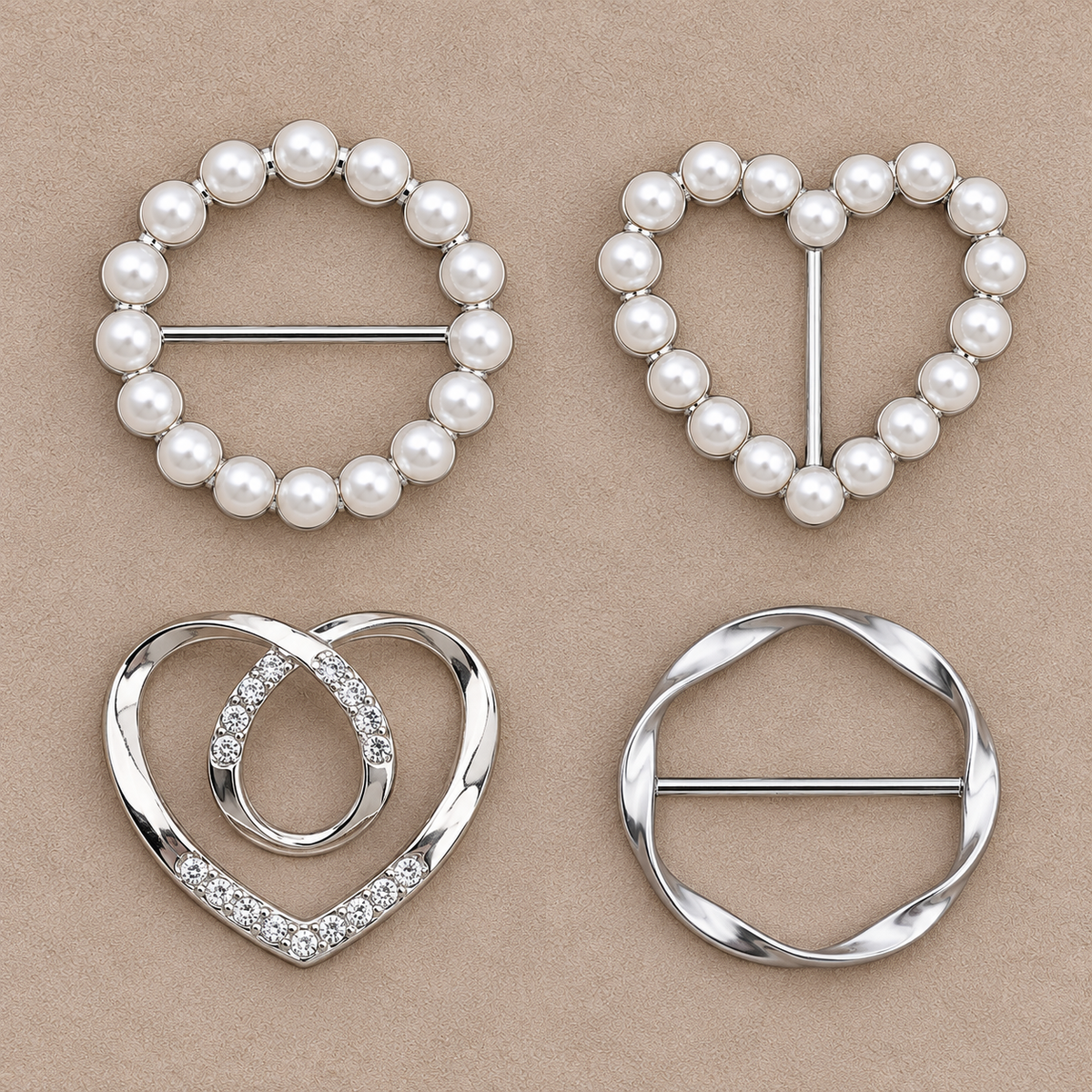 ✨ Fashion Accessory Deal – 4-Piece Metal Shirt Clips 💖 Stylish Round & Heart Clothing Clips for a Chic Secure Fit