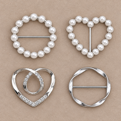 ✨ Fashion Accessory Deal – 4-Piece Metal Shirt Clips 💖 Stylish Round & Heart Clothing Clips for a Chic Secure Fit