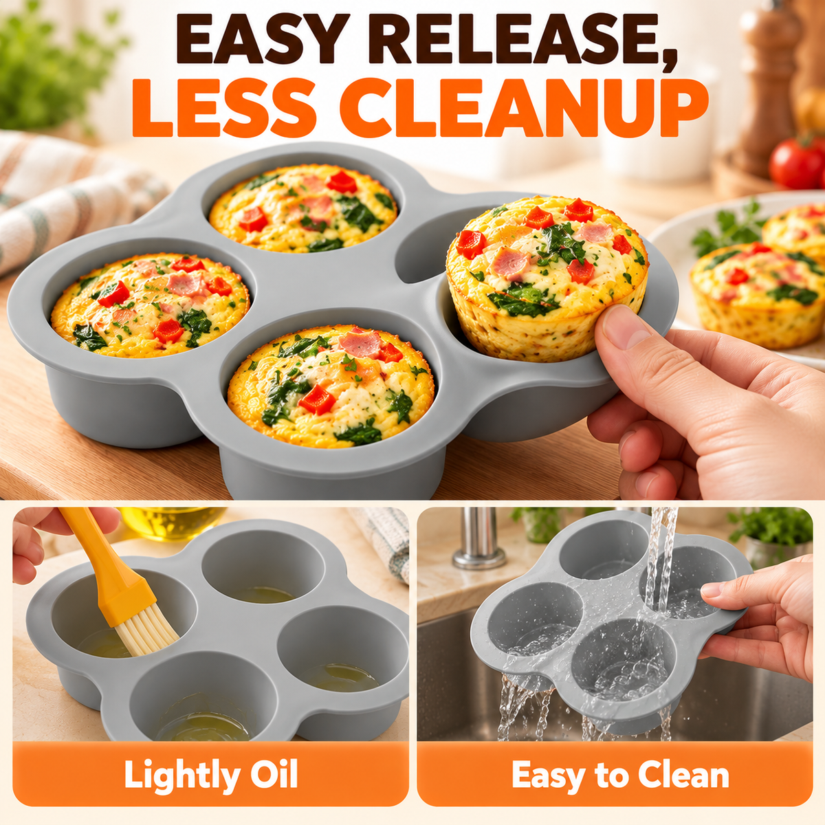 🍳 Silicone Air Fryer Egg Mold – 4-Cup Nonstick Baking Pan for Muffins, Egg Bites & Desserts