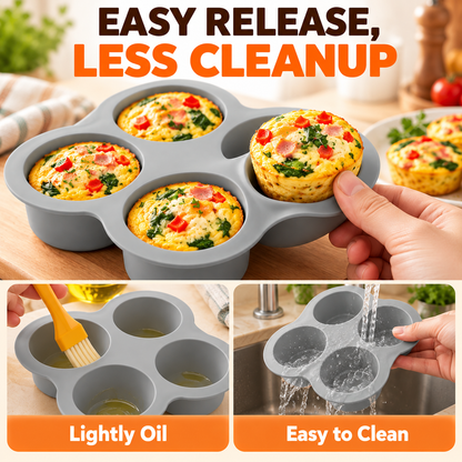 🍳 Silicone Air Fryer Egg Mold – 4-Cup Nonstick Baking Pan for Muffins, Egg Bites & Desserts