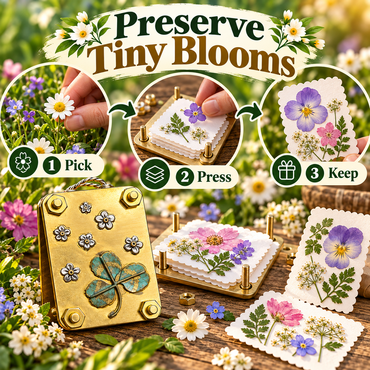 🌸 Mini Flower Press Kit – Metal Plant Preserving Tool for DIY Crafts & Nature Lovers’ Gifts