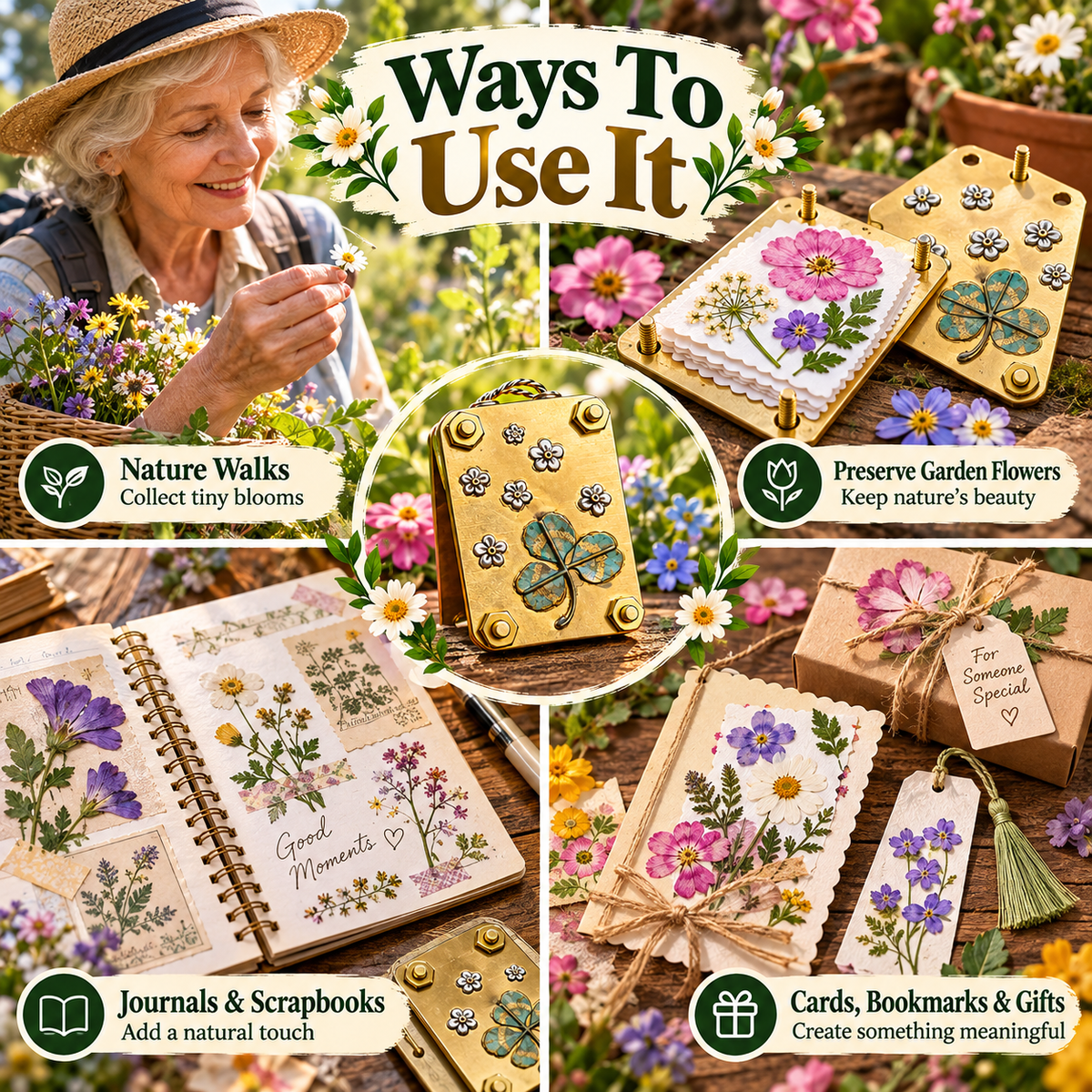 🌸 Mini Flower Press Kit – Metal Plant Preserving Tool for DIY Crafts & Nature Lovers’ Gifts