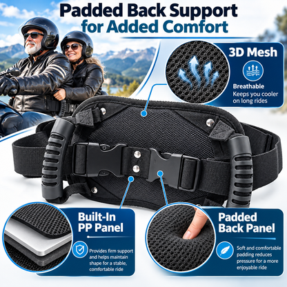🏍️ Motorcycle Safety Gear – Adjustable Passenger Grip Strap, Universal Seat Belt for Kids & Riders