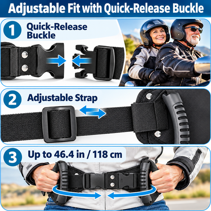 🏍️ Motorcycle Safety Gear – Adjustable Passenger Grip Strap, Universal Seat Belt for Kids & Riders