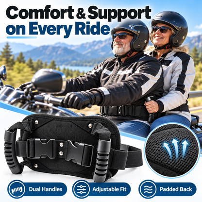 🏍️ Motorcycle Safety Gear – Adjustable Passenger Grip Strap, Universal Seat Belt for Kids & Riders