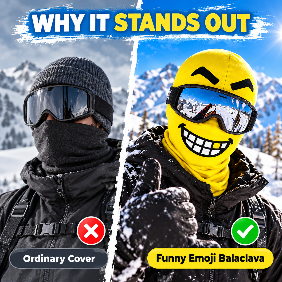 ❄️ Funny Ski Mask – Cartoon Tongue Face Balaclava, Warm Windproof Winter Cover for Snowboard & Cosplay
