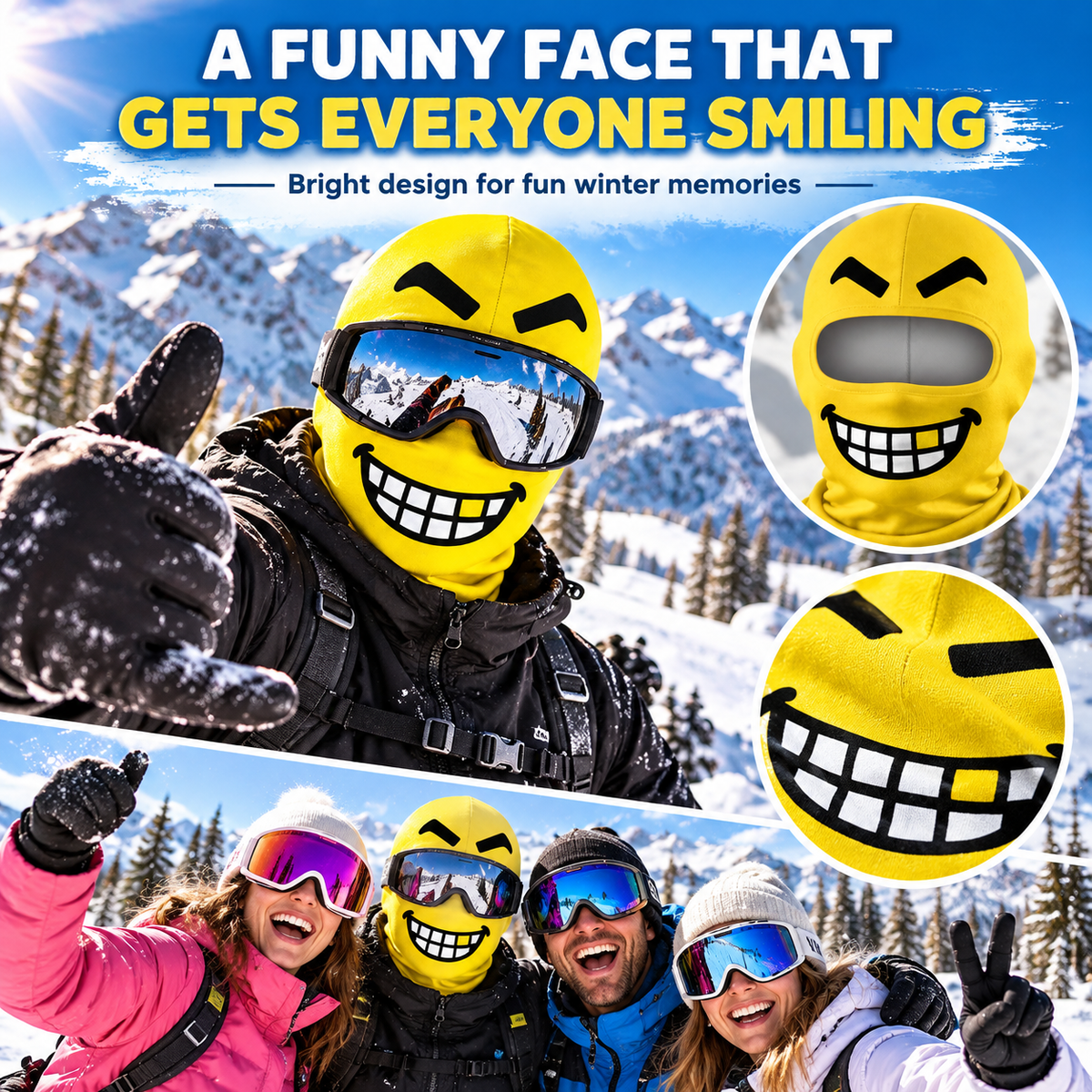 ❄️ Funny Ski Mask – Cartoon Tongue Face Balaclava, Warm Windproof Winter Cover for Snowboard & Cosplay