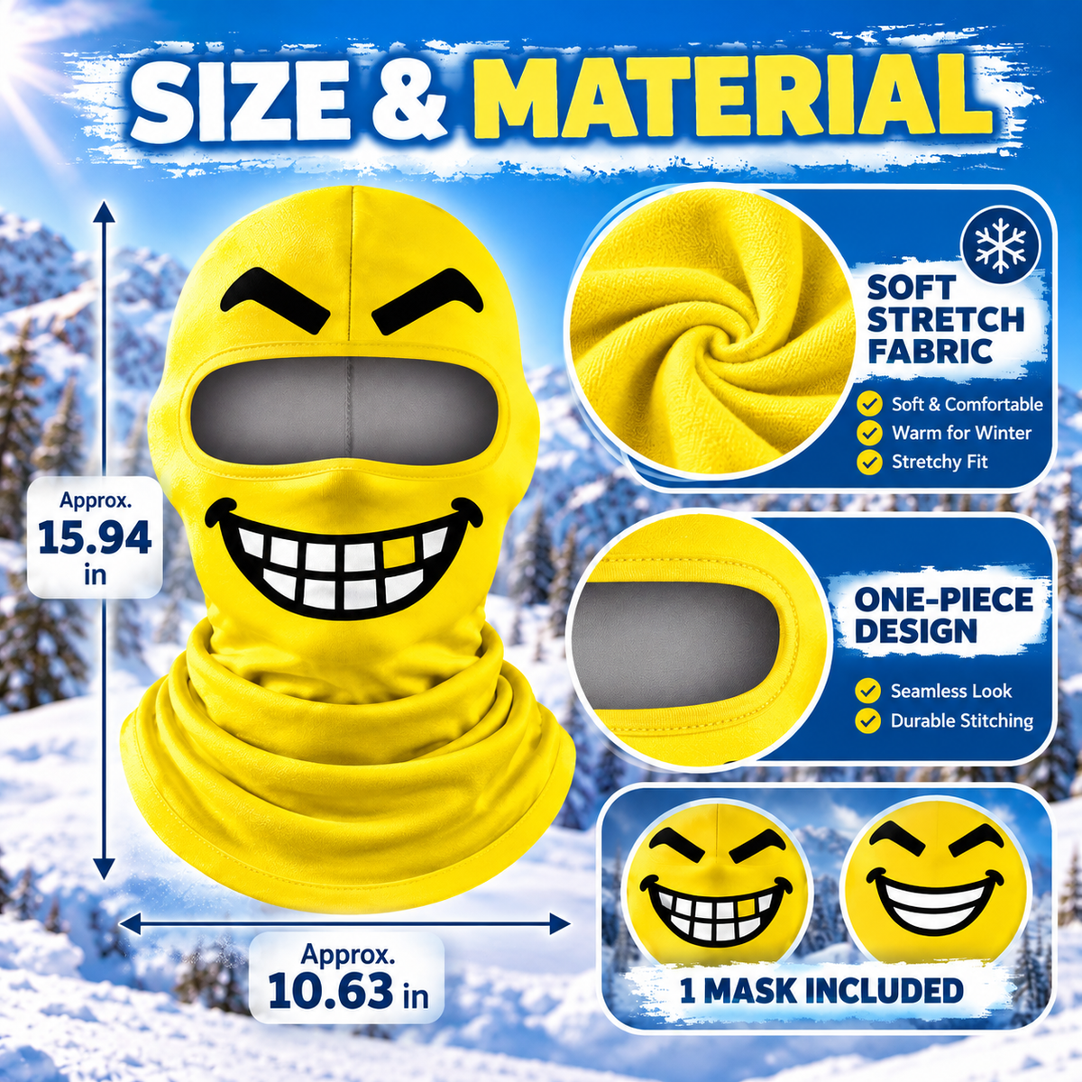 ❄️ Funny Ski Mask – Cartoon Tongue Face Balaclava, Warm Windproof Winter Cover for Snowboard & Cosplay