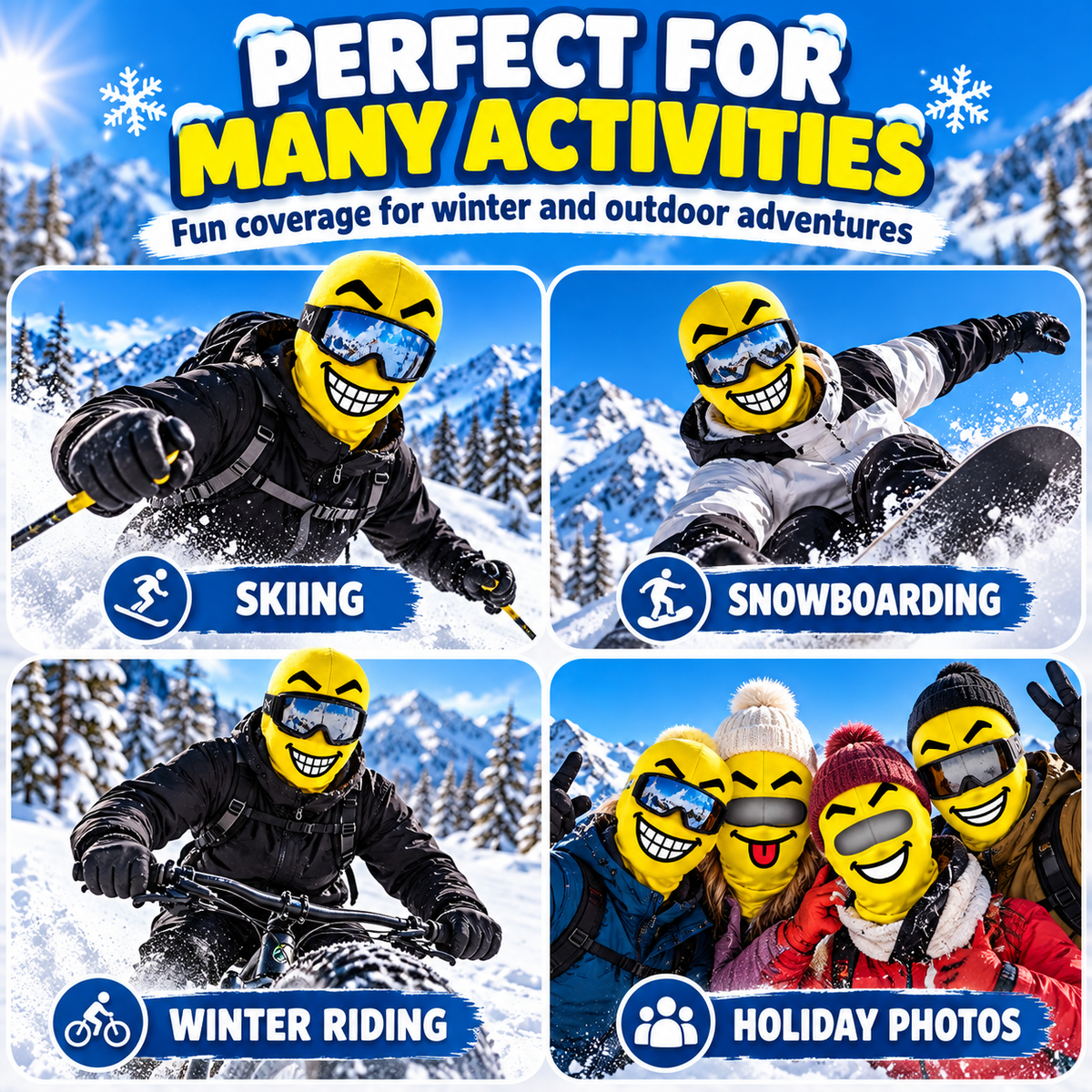 ❄️ Funny Ski Mask – Cartoon Tongue Face Balaclava, Warm Windproof Winter Cover for Snowboard & Cosplay