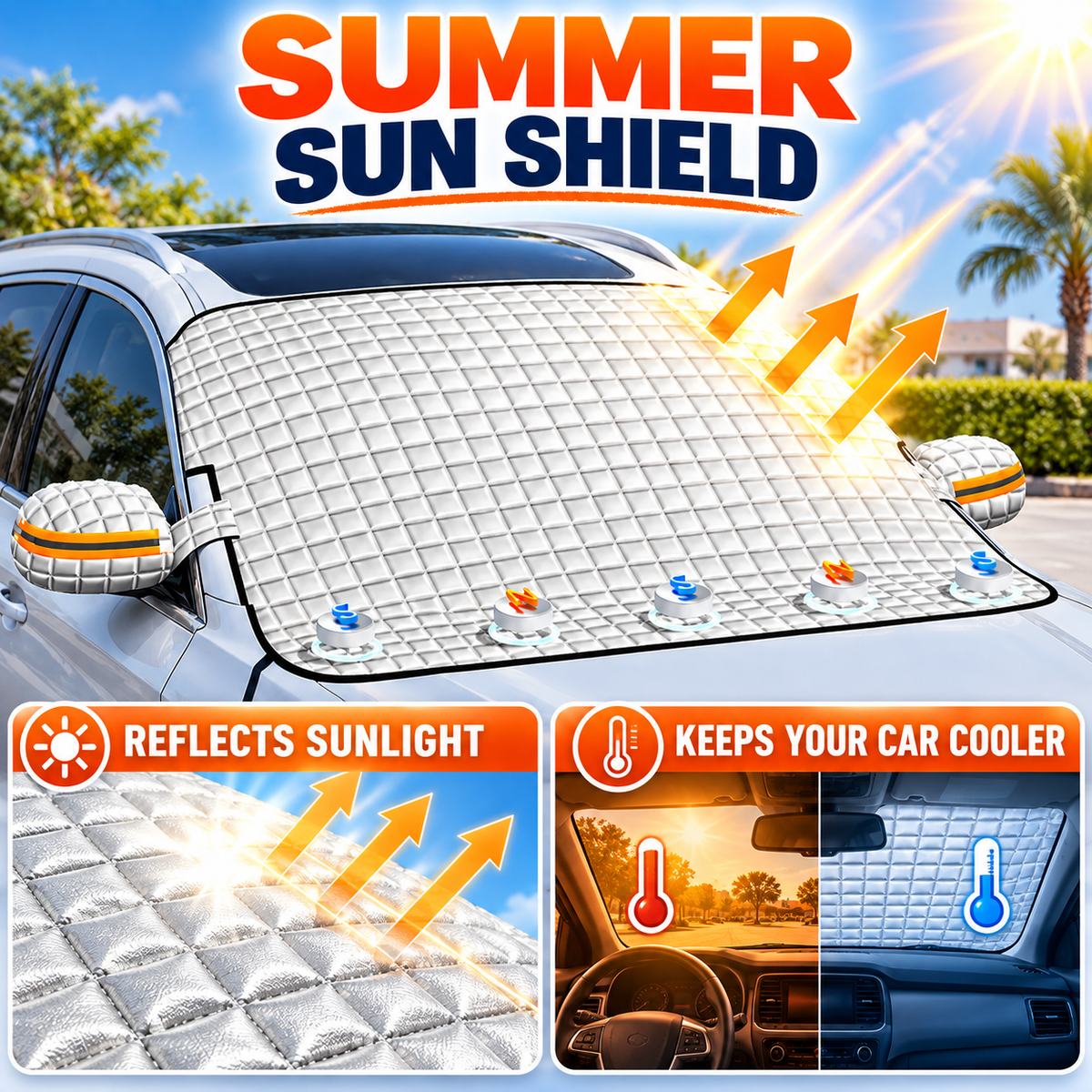 🚗 All-Season Magnetic Windshield Cover — Sun, Frost & Snow Protection