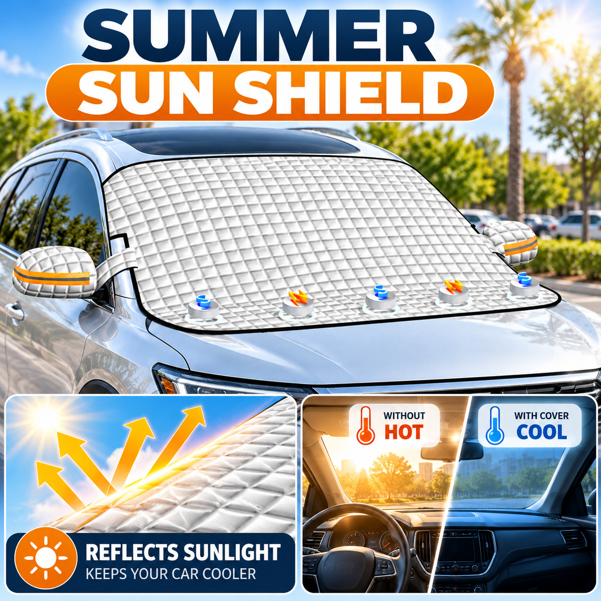 🚗 All-Season Magnetic Windshield Cover — Sun, Frost & Snow Protection