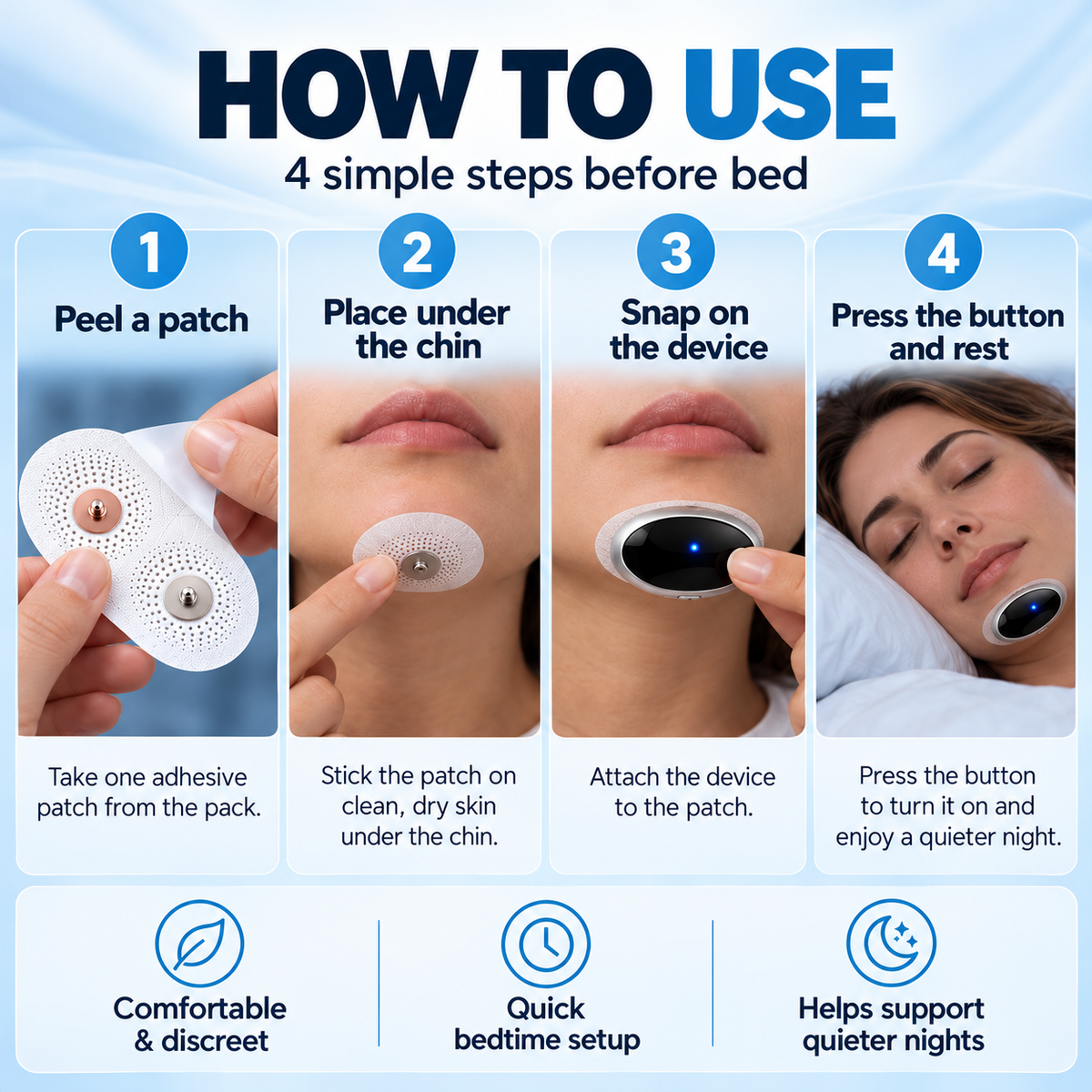 😴 Anti-Snoring Chin Support – Comfortable Sleep Aid for Quieter Nights & Better Rest