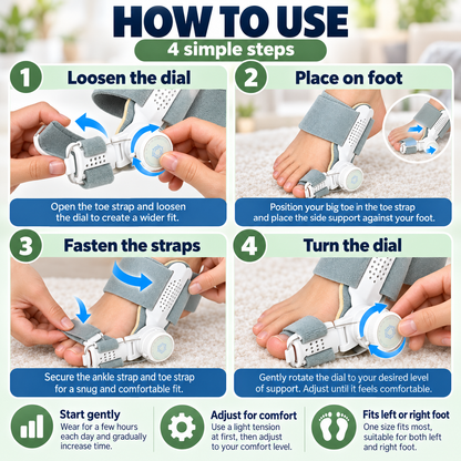 🦶 Bunion Corrector – Adjustable Toe Splint Support, Comfortable Foot Alignment Brace for Left & Right Feet