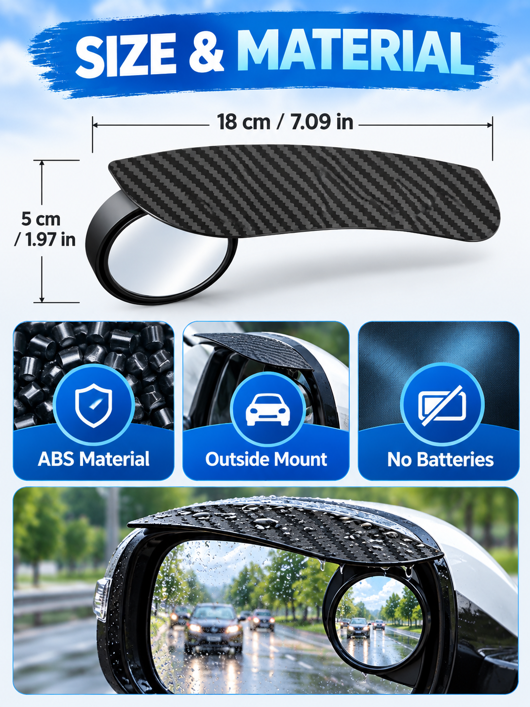 🚗 Auto Safety Deal – 2-Piece Round Mirror Rain Guards 🌧️ 360° Auxiliary Blind-Spot Visors for Clearer Rearview Visibility & Driving Protection ✨