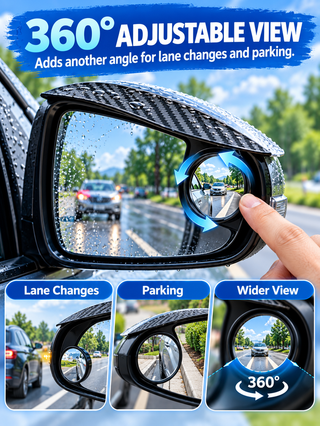 🚗 Auto Safety Deal – 2-Piece Round Mirror Rain Guards 🌧️ 360° Auxiliary Blind-Spot Visors for Clearer Rearview Visibility & Driving Protection ✨