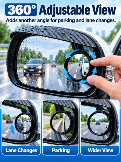 🚗 Auto Safety Deal – 2-Piece Round Mirror Rain Guards 🌧️ 360° Auxiliary Blind-Spot Visors for Clearer Rearview Visibility & Driving Protection ✨