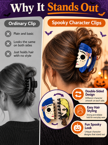 🎃 Halloween Style Deal – Double-Sided Horror Claw Hair Clips 💀 Bold Plastic Hair Accessories for Women & Men, Perfect for Spooky Season Looks ✨