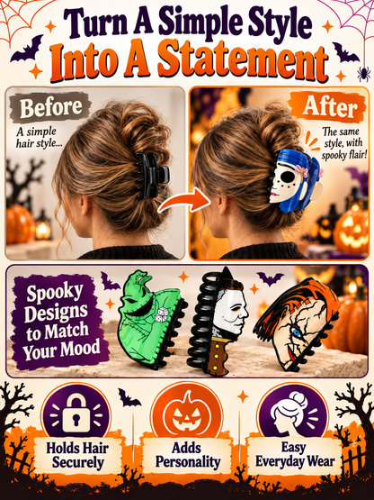 🎃 Halloween Style Deal – Double-Sided Horror Claw Hair Clips 💀 Bold Plastic Hair Accessories for Women & Men, Perfect for Spooky Season Looks ✨