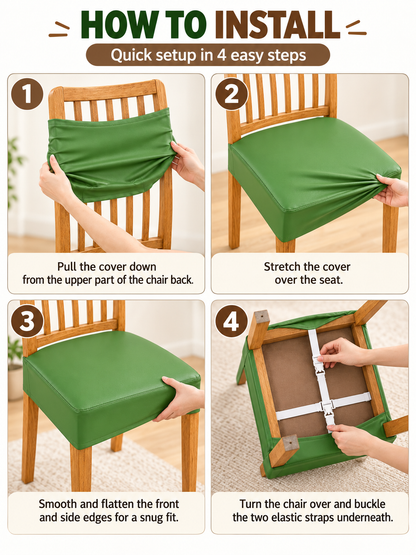 🏠 Home Upgrade Deal – PU Leather Dining Chair Covers 🪑 Waterproof, Removable & Washable Seat Protectors for Everyday Dining ✨