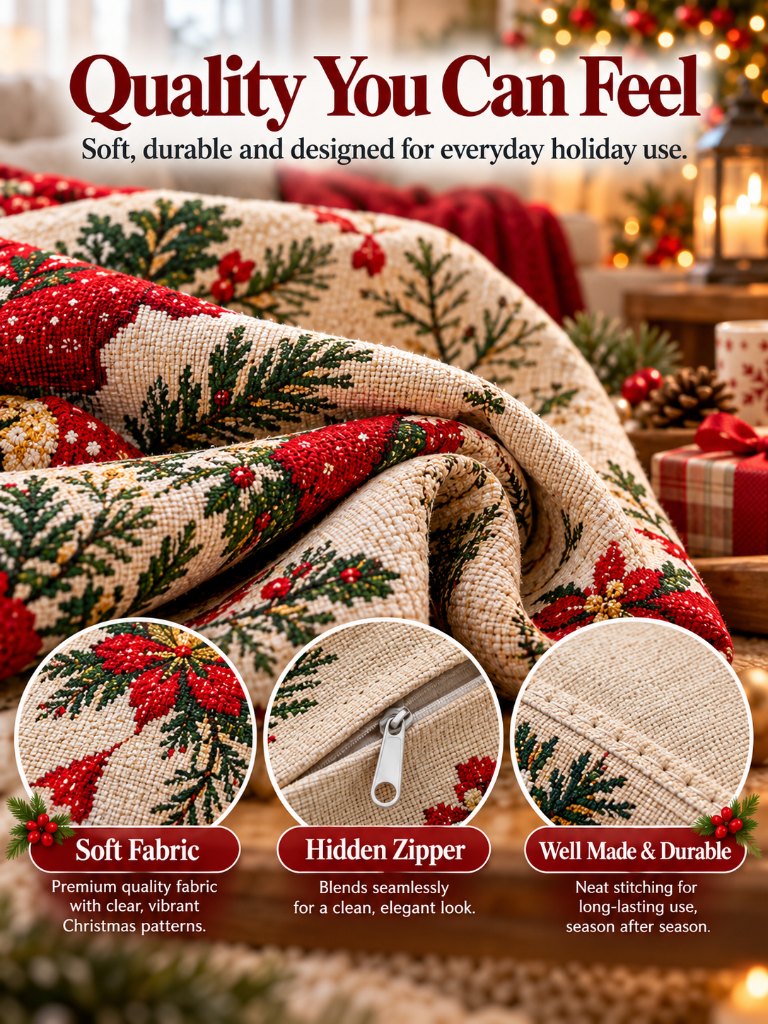 🎄 Christmas Pillow Covers – 4-Piece Santa & Snowman Set, 18×18″ Holiday Cushion Cases