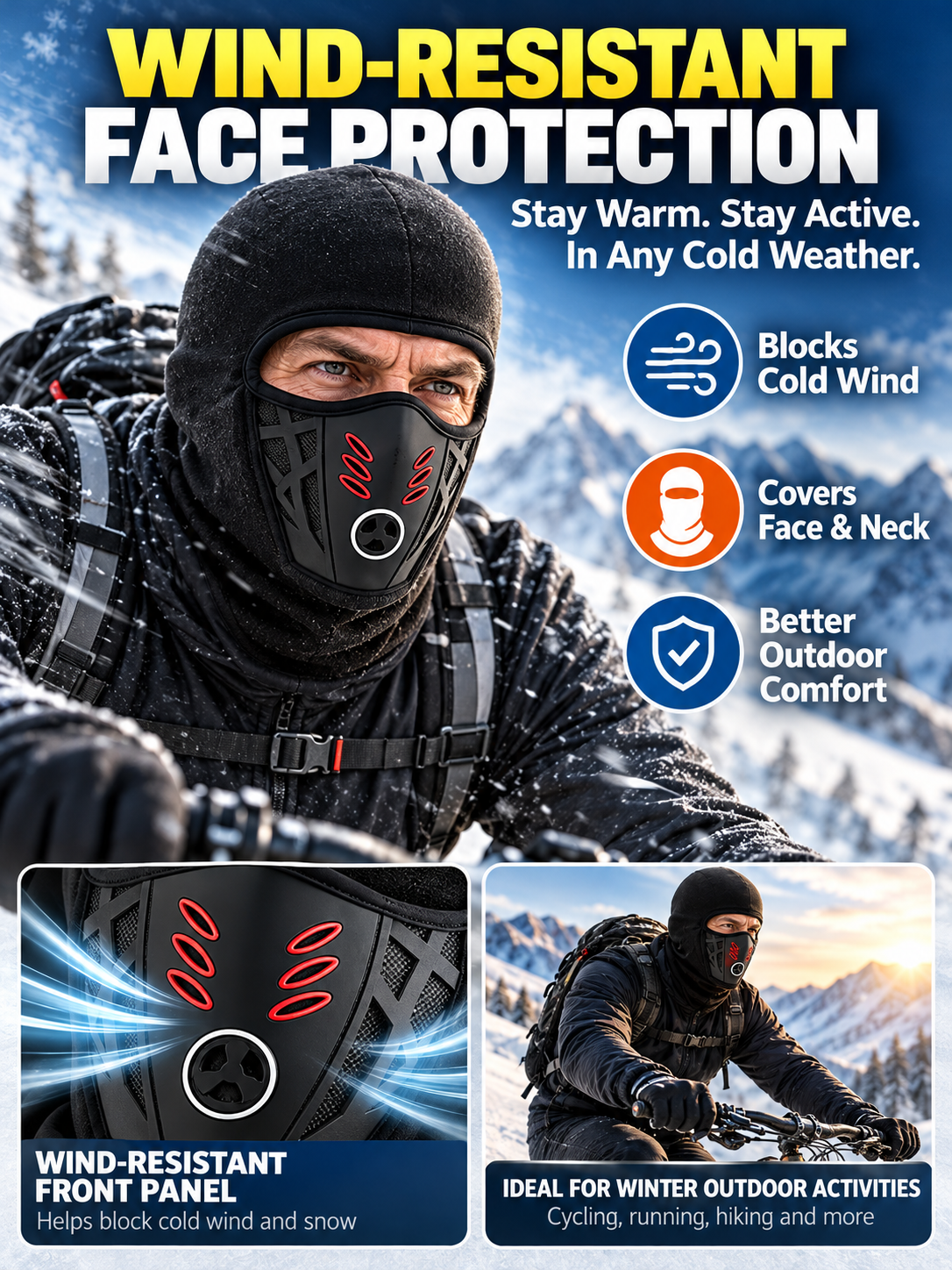 ❄️ Fleece Balaclava – Full-Face Windproof Ski Mask, Soft Warm Winter Protection