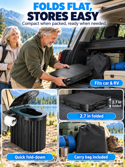 🏕️ Portable Folding Toilet – Adult Travel Toilet with Lid & Paper Holder, Ideal for Camping & Road Trips 🚽