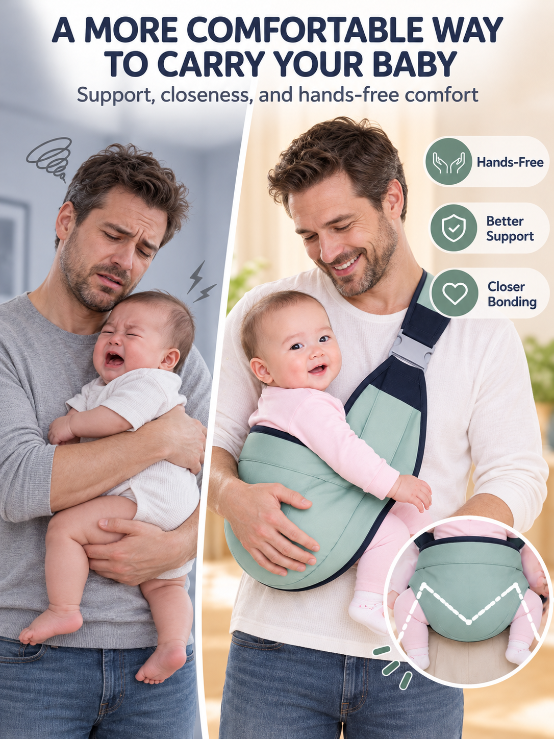 👶 Baby Sling Carrier – Breathable Mesh Hip Seat Bag, Adjustable Hands-Free Support for Toddlers