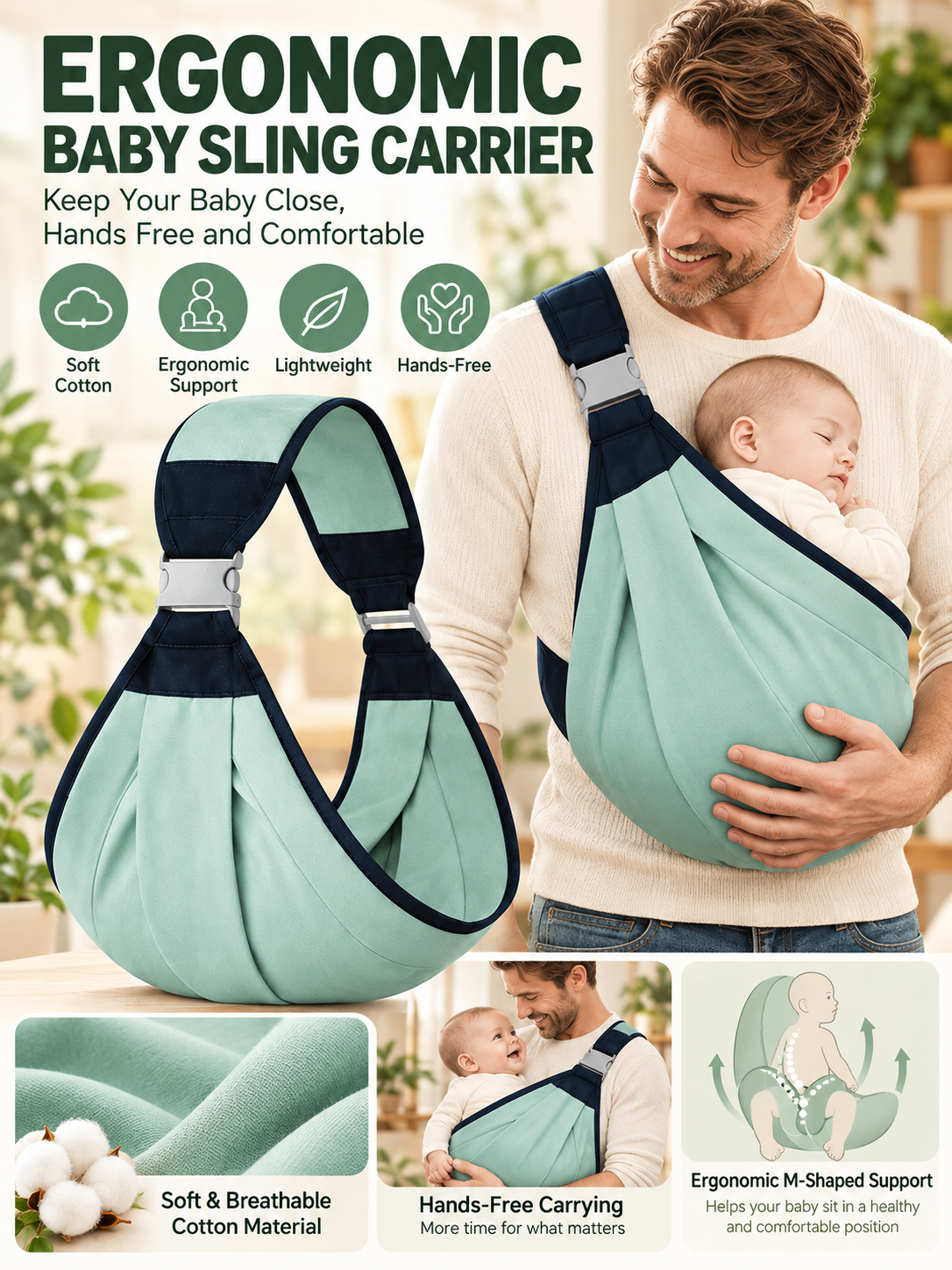 👶 Baby Sling Carrier – Breathable Mesh Hip Seat Bag, Adjustable Hands-Free Support for Toddlers