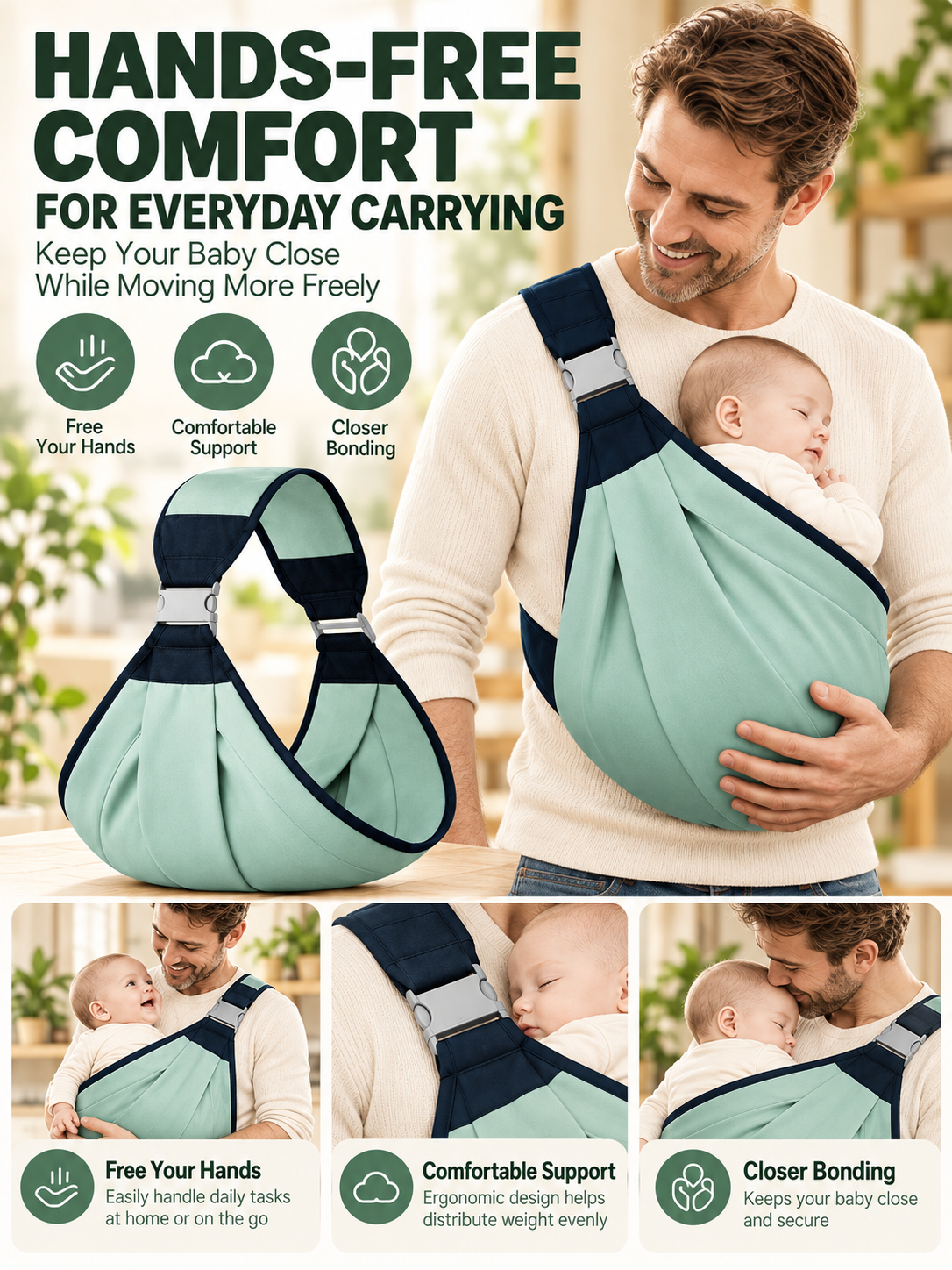 👶 Baby Sling Carrier – Breathable Mesh Hip Seat Bag, Adjustable Hands-Free Support for Toddlers