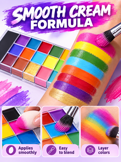 🎨 Face & Body Paint Palette – 20 Colors, Waterproof Makeup Kit for Cosplay & Creative Body Art ✨