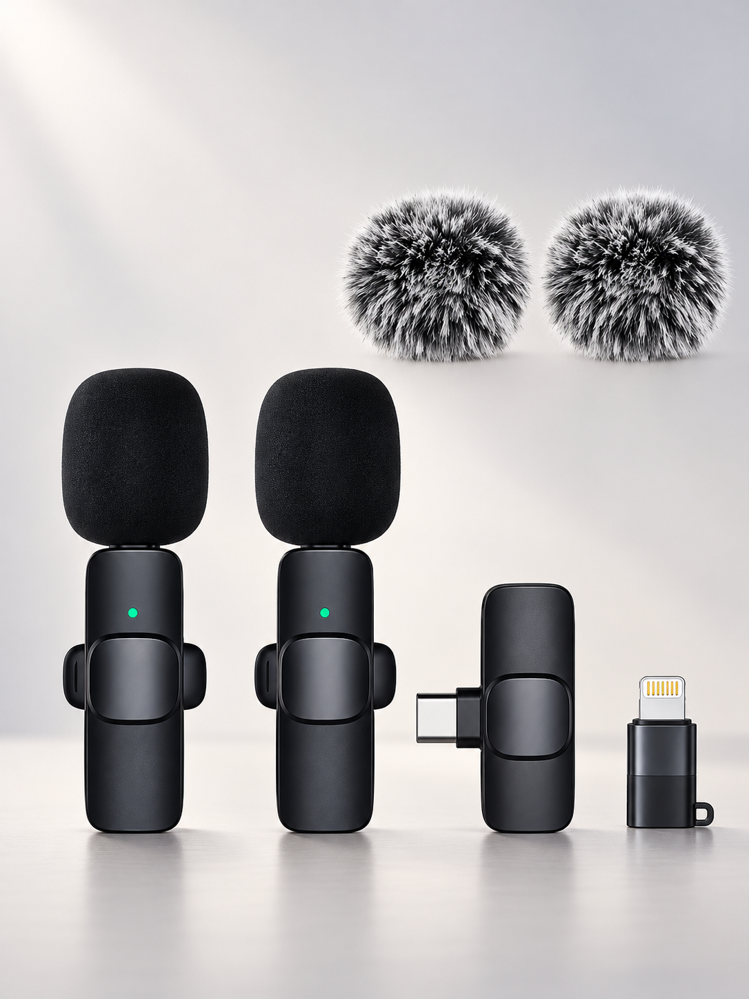 🎤 Wireless Lavalier Microphones – 2-Pack Rechargeable Clip-On Mics for iPhone & Android